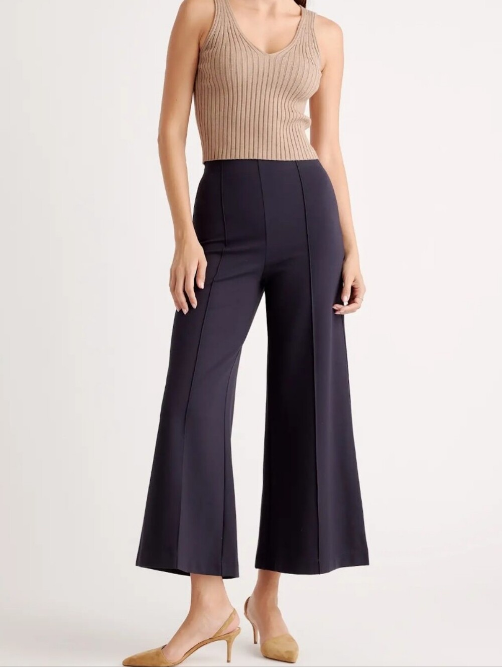 Quince Ultra Stretch Ponte Super Wide Leg Pant Navy Small